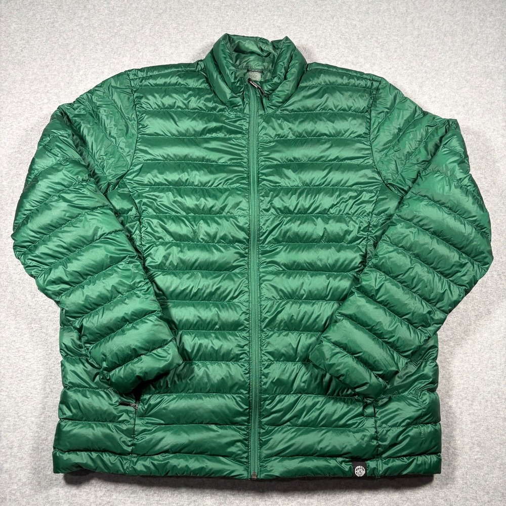 REI Co-op 650 Down Puffer Jacket Mens 2XL Green Full Zip Lightweight 878092